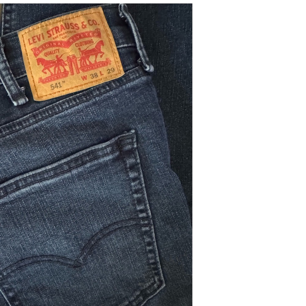 Levis 541 Athletic Taper Jeans Mens 38x29 Dark Wash Blue Denim Stretch 38x29 - Picture 3 of 6